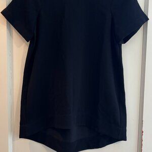 Madewell Black Top with Leather Accents